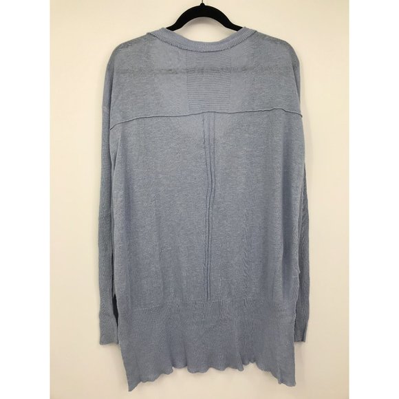 Free People Lace Road Blue Hi Low Sweater Linen Blend Boho Small - Picture 6 of 8